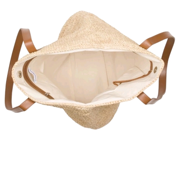 ❗️LAST ONE ❗️Tommy Bahama Raffia Large Tote w Leather Straps - Picture 4 of 4